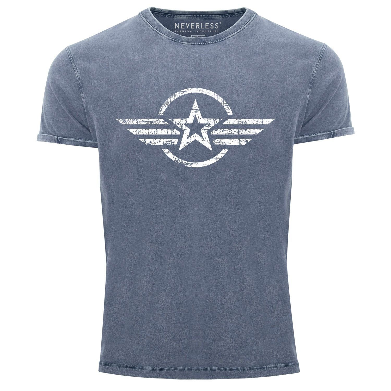 Neverless Print-Shirt Herren Vintage Shirt Airforce günstig online kaufen