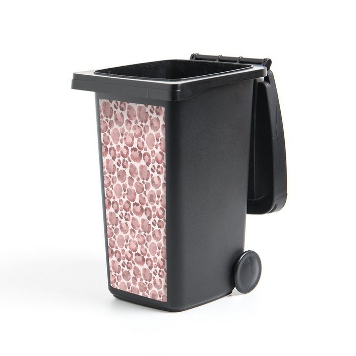 MuchoWow Wandsticker Pantherdruck - Rosa - Pastell - Luxus (1 St) Mülleimer-aufkleber Mülltonne Sticker Container Abfalbehälter