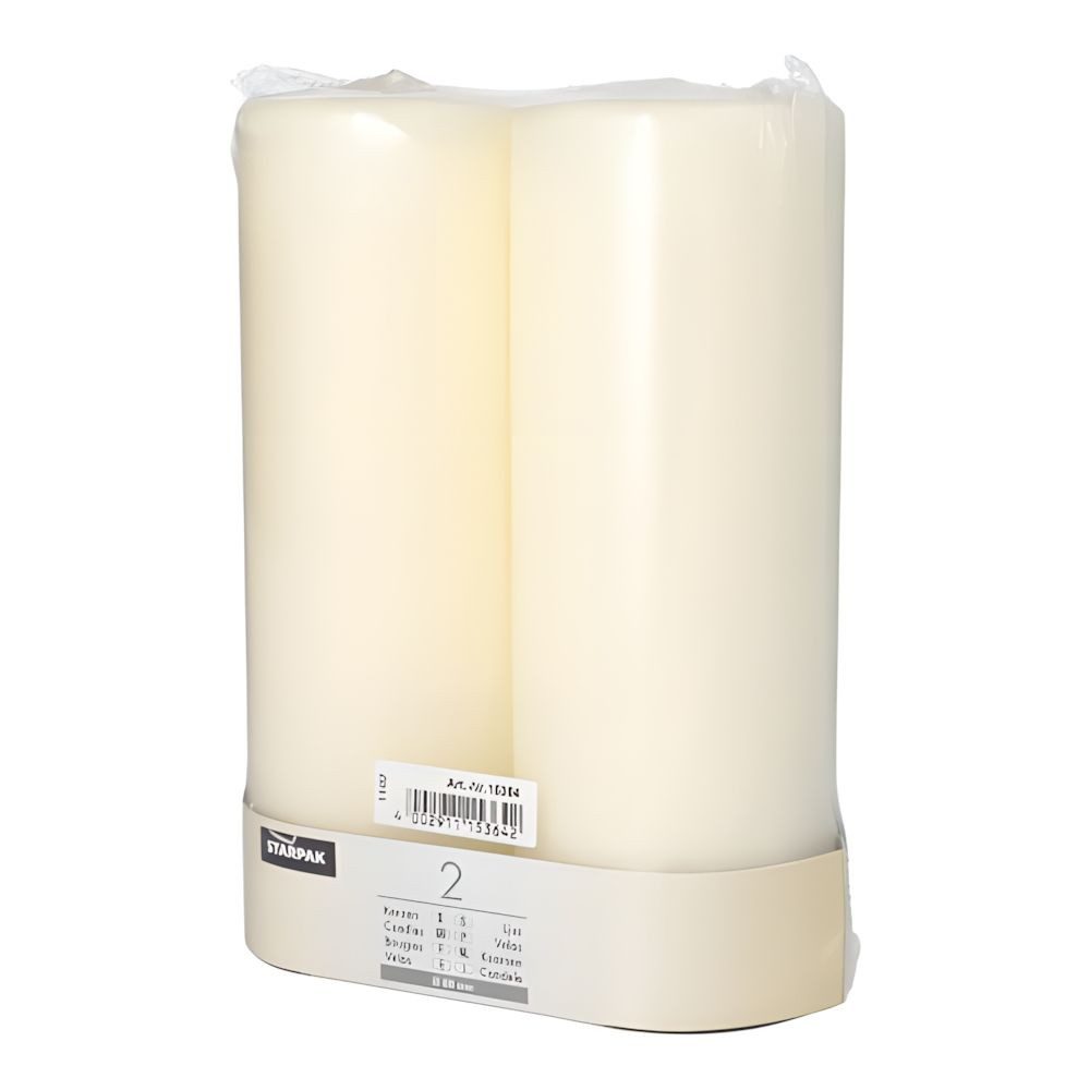 PAPSTAR Stumpenkerze Stumpenkerzen Ø 80 mm, 220 mm elfenbein Ivory mit Flachkopf 2 Stk