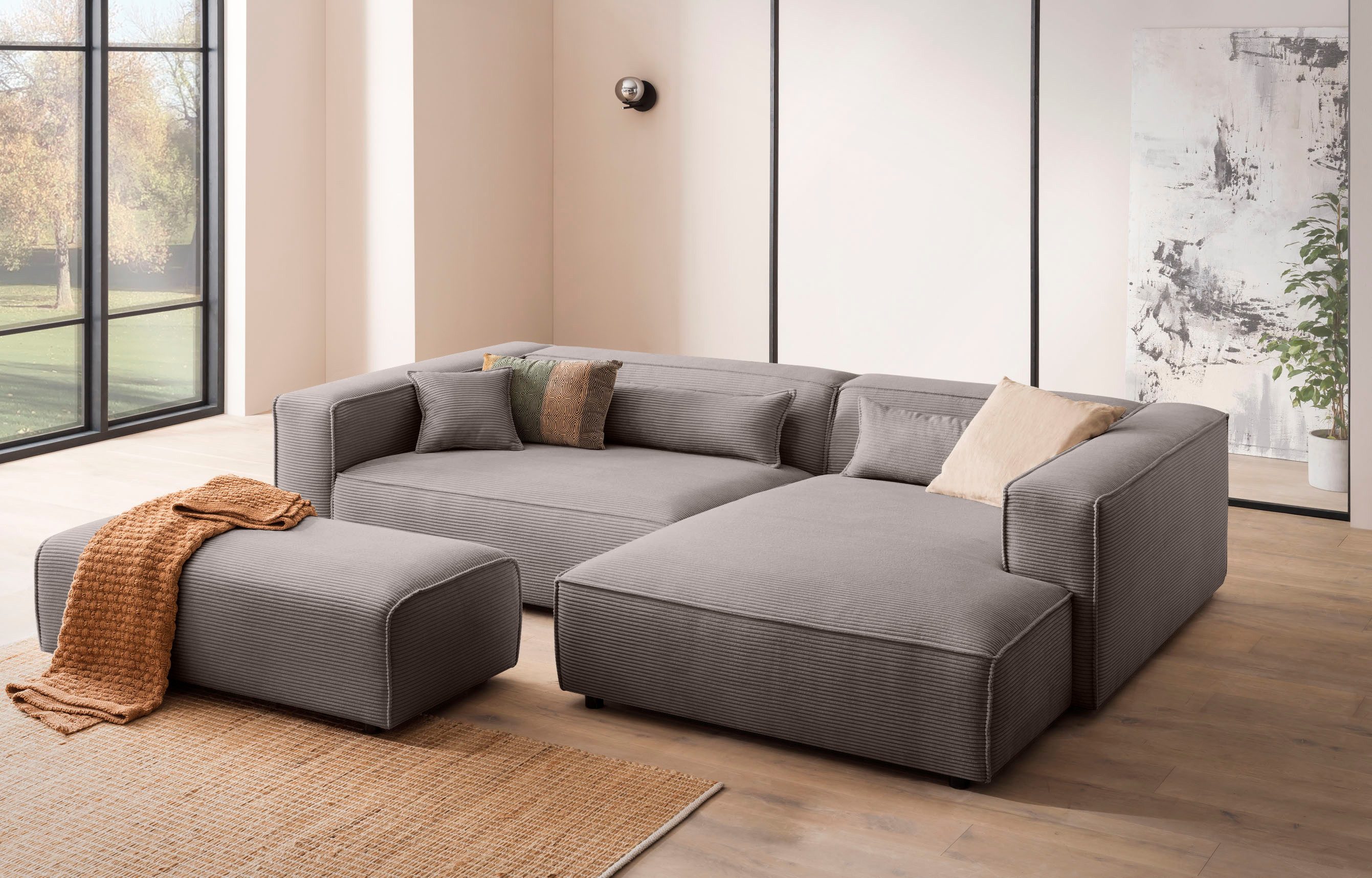 LeGer Home by Lena Gercke Ecksofa PIARA XXL, L-Form, Schlaffunktion, Cord, günstig online kaufen