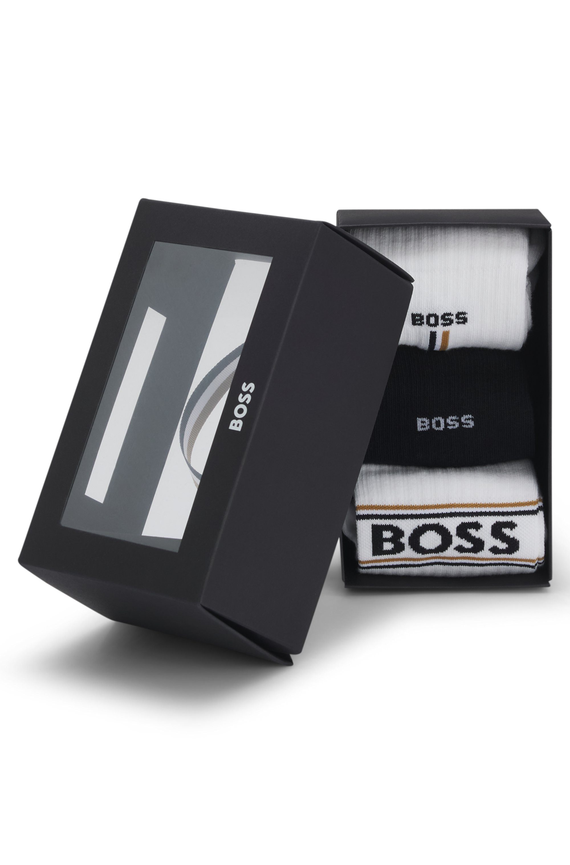 BOSS Socken Giftset Iconic (3-Paar) Neuheit, in Geschenk-Box, verstärkte Zehen- und Fersenpartie