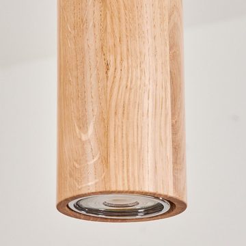 hofstein Hängeleuchte Hängelampe aus Holz/Metall/Kunststoff in Natur/Schwarz, LED wechselbar, m. 3 runden Schirmen (6,5 cm), Höhe max. 103 cm, 3 x GU10 4,7 Watt
