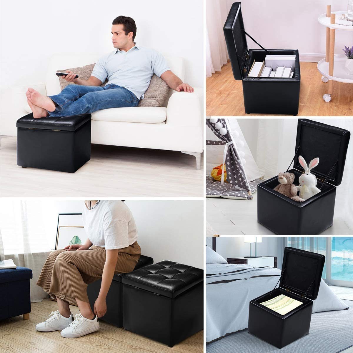 COSTWAY Sitzhocker Sitzwürfel, Stauraum mit Deckel, gepolstert, 300kg, 40x4 günstig online kaufen