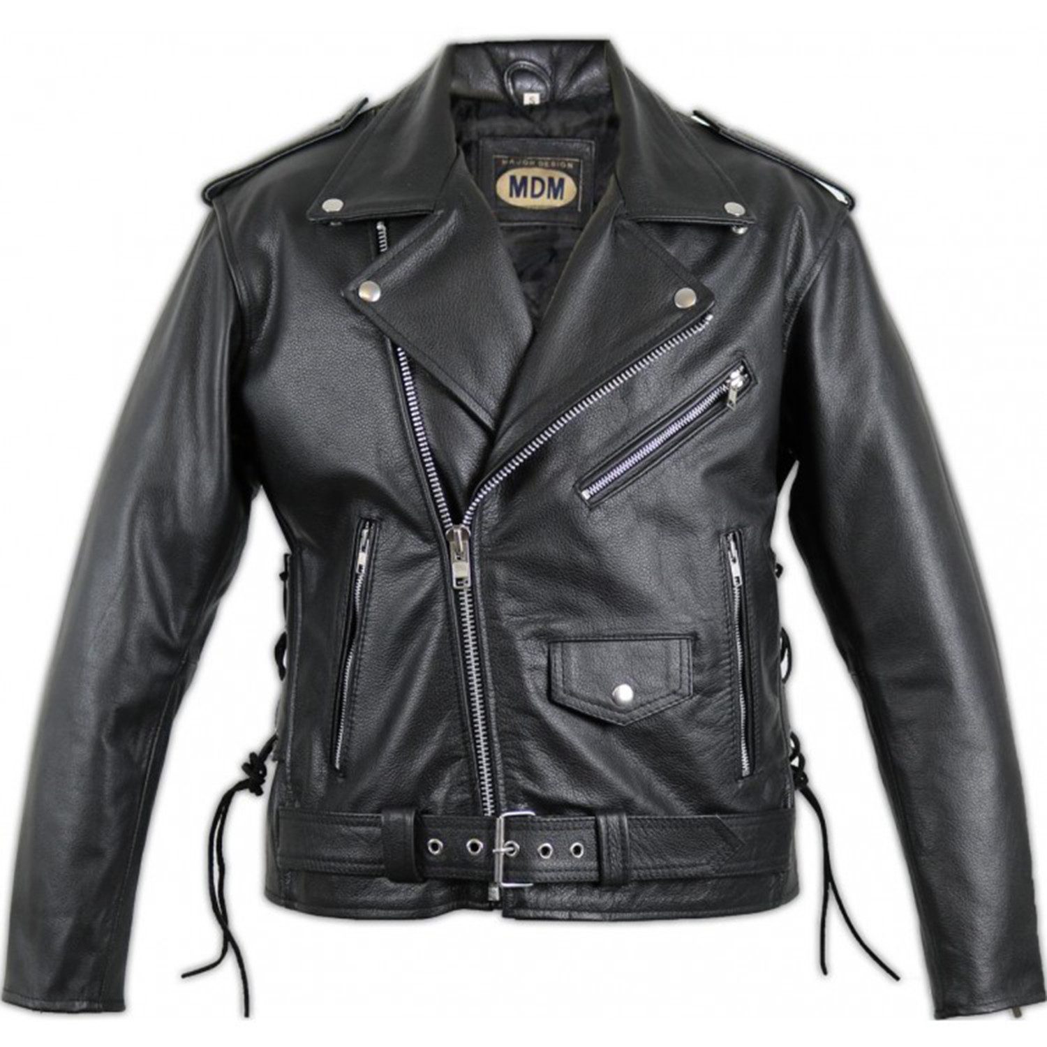 Motorradjacke Klassische Motorrad Biker Lederjacke mit Reverskragen