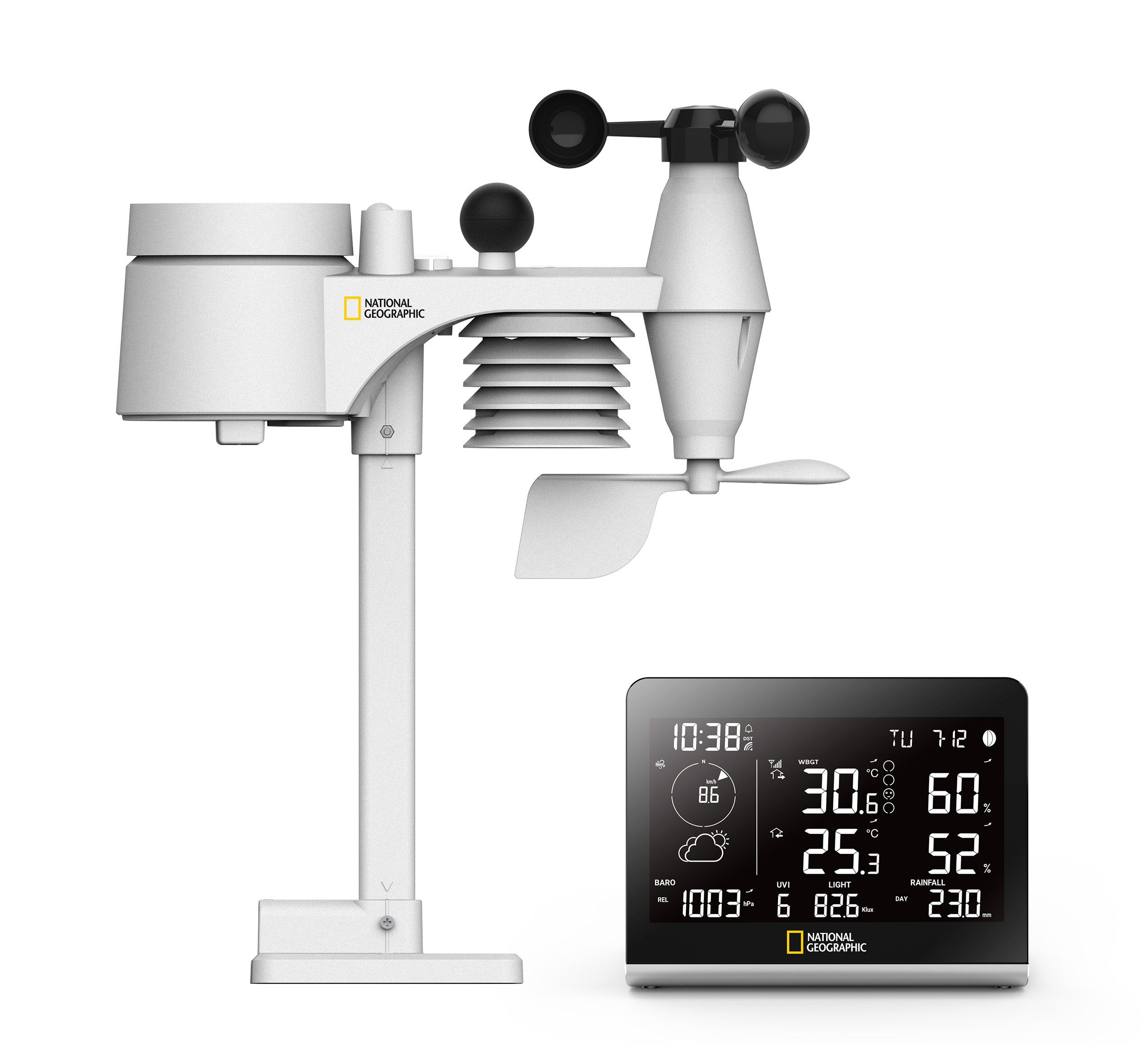 NATIONAL GEOGRAPHIC NATIONAL GEOGRAPHIC Funkwetterstation SC mit 8-in-1-Außensensor und F… Wetterstation