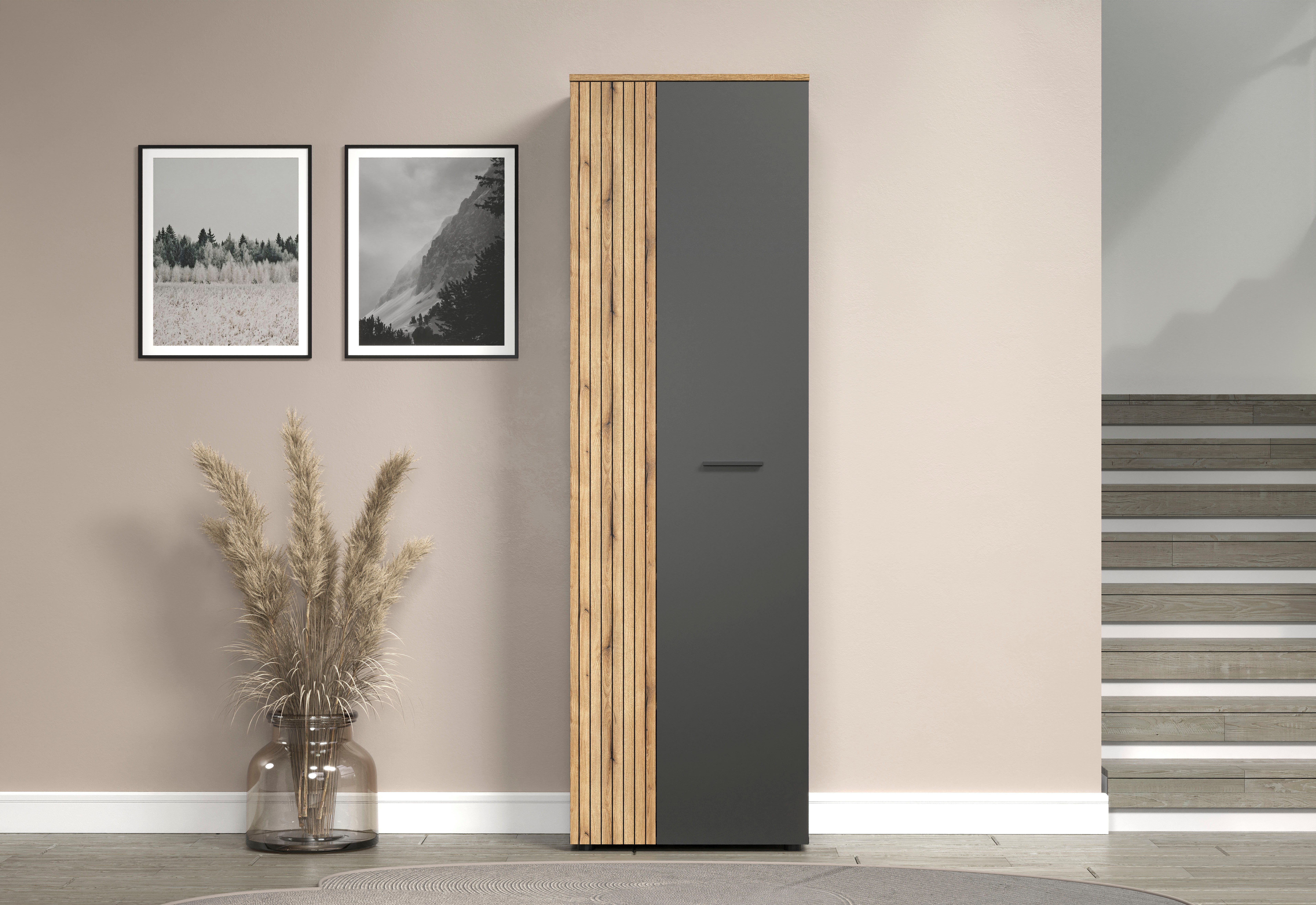 Home affaire Garderobenschrank Estepona (1-St) Flurschrank mit 2 Türen & 1 Kleiderstange – (B/T/H) 60/36/195 cm