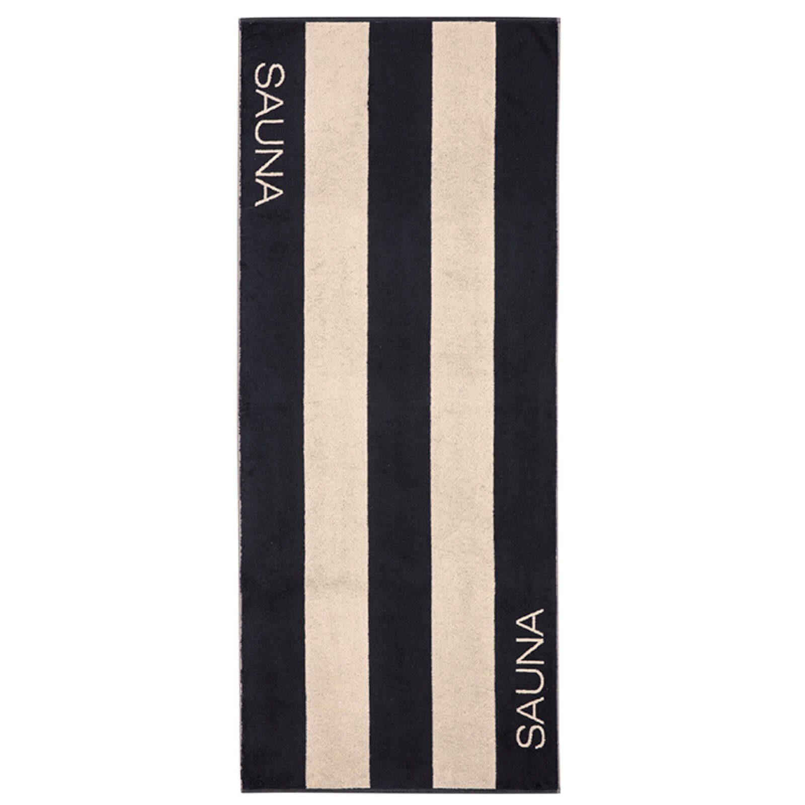 JOOP! Saunatuch Saunatuch Natural 6221 39 Natur-Schwarz, Walkfrottier (1-St), Badetuch, Wellnesstuch, Blockstreifen