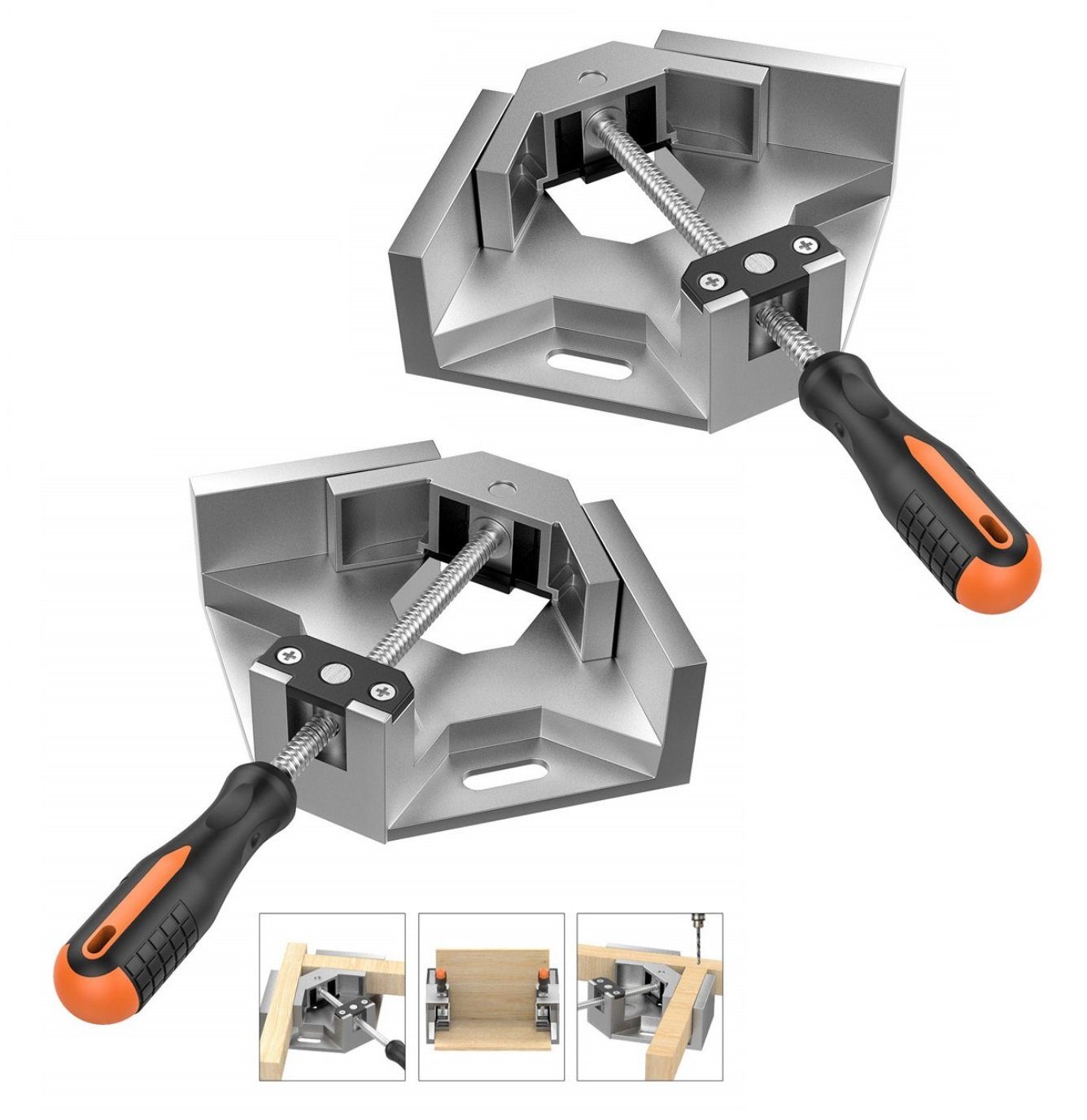 BAYLI Schraubstock 2er Set 90° Winkelspanner aus Aluminium, Winkelschraubstock für