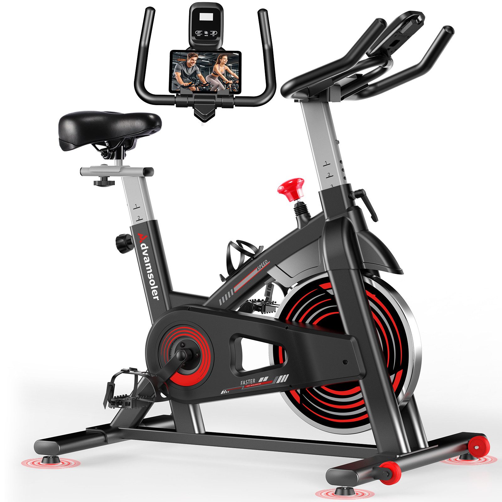 Advamsoler Heimtrainer für Zuhause, FitnessFahrrad bis 150 kg Belastbar (1-tlg., Indoor Cycling Spin Bike mit LCD-Display & Tablet-Halterung), leises Fahrrad für Fitness-Cardio-Workout