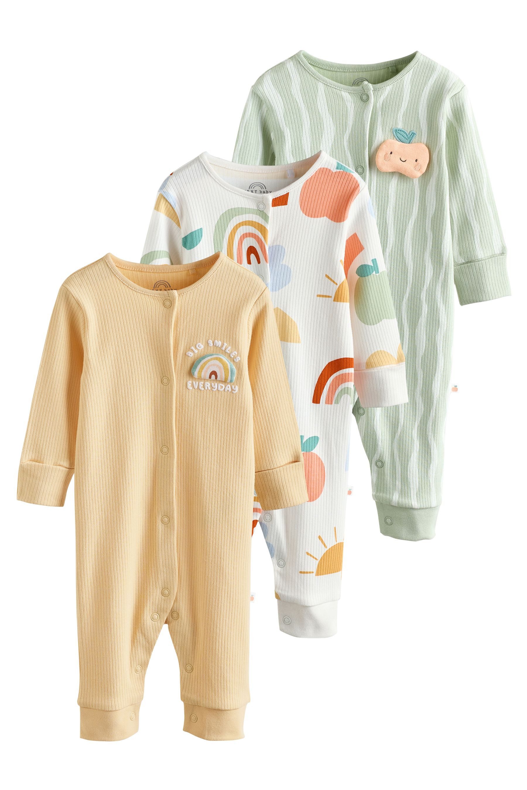 Next Schlafoverall Fußlose Baby Schlafanzüge mit Motiv, 3er-Pack (3-tlg)
