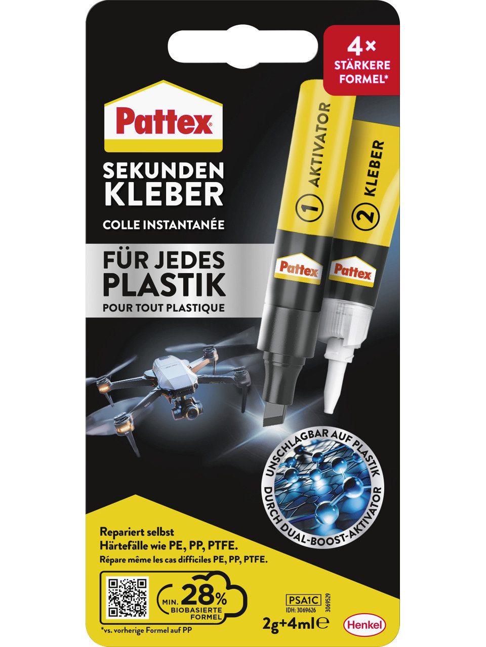Pattex Bastelkleber Pattex Sekundenkleber Plastix Flüssig 2 g + 4 ml