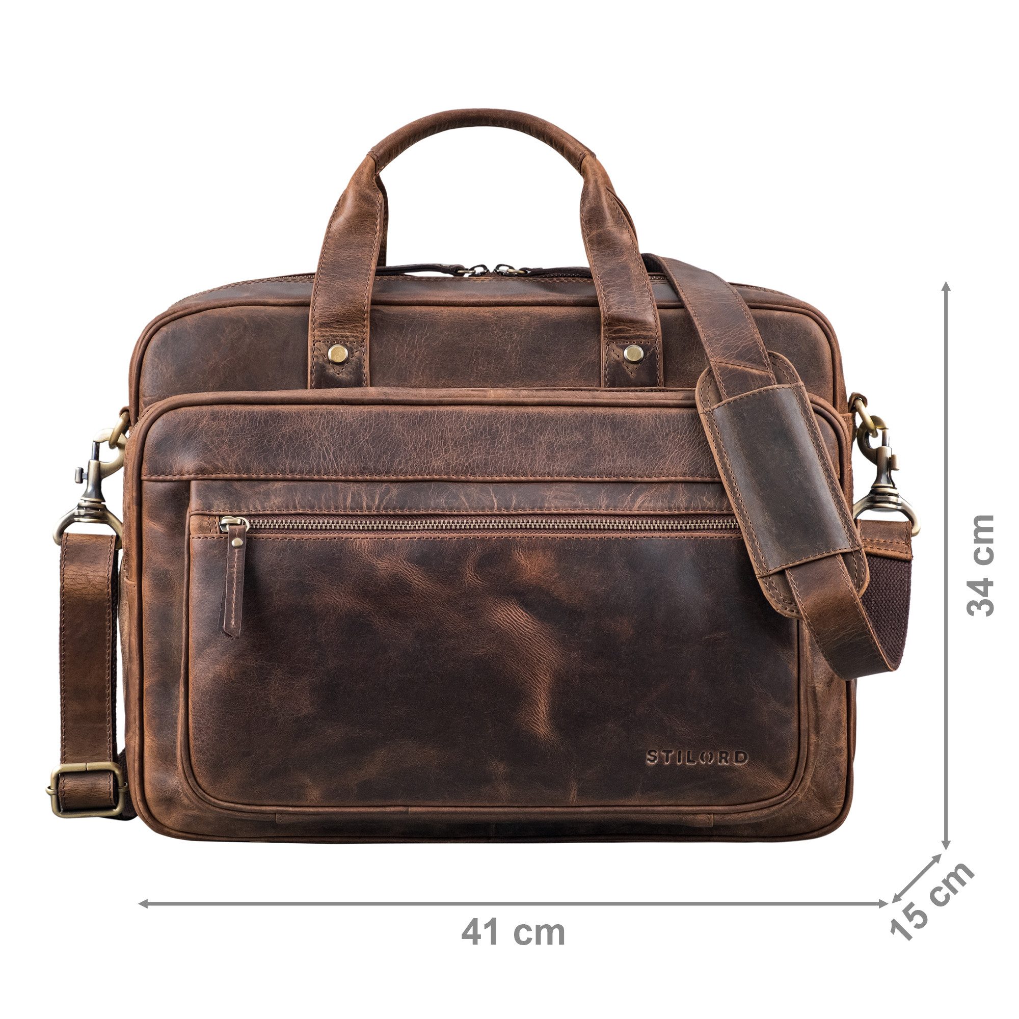 STILORD Aktentasche "Walt" Vintage Aktentasche Leder Herren Damen
