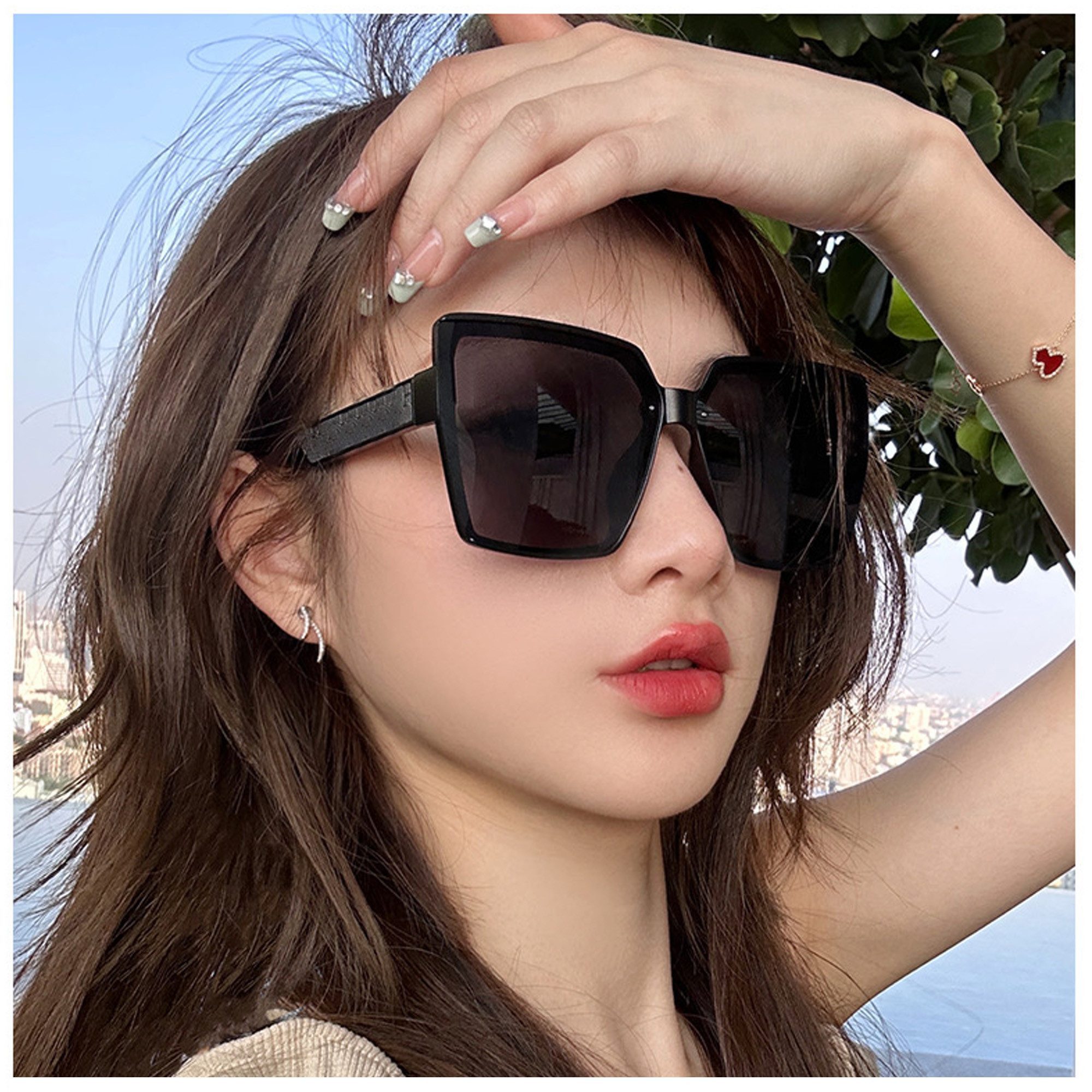 ibettertec Sonnenbrille Sonnenbrille Damen,Halbgestelle Unregelmäßige Farbv günstig online kaufen