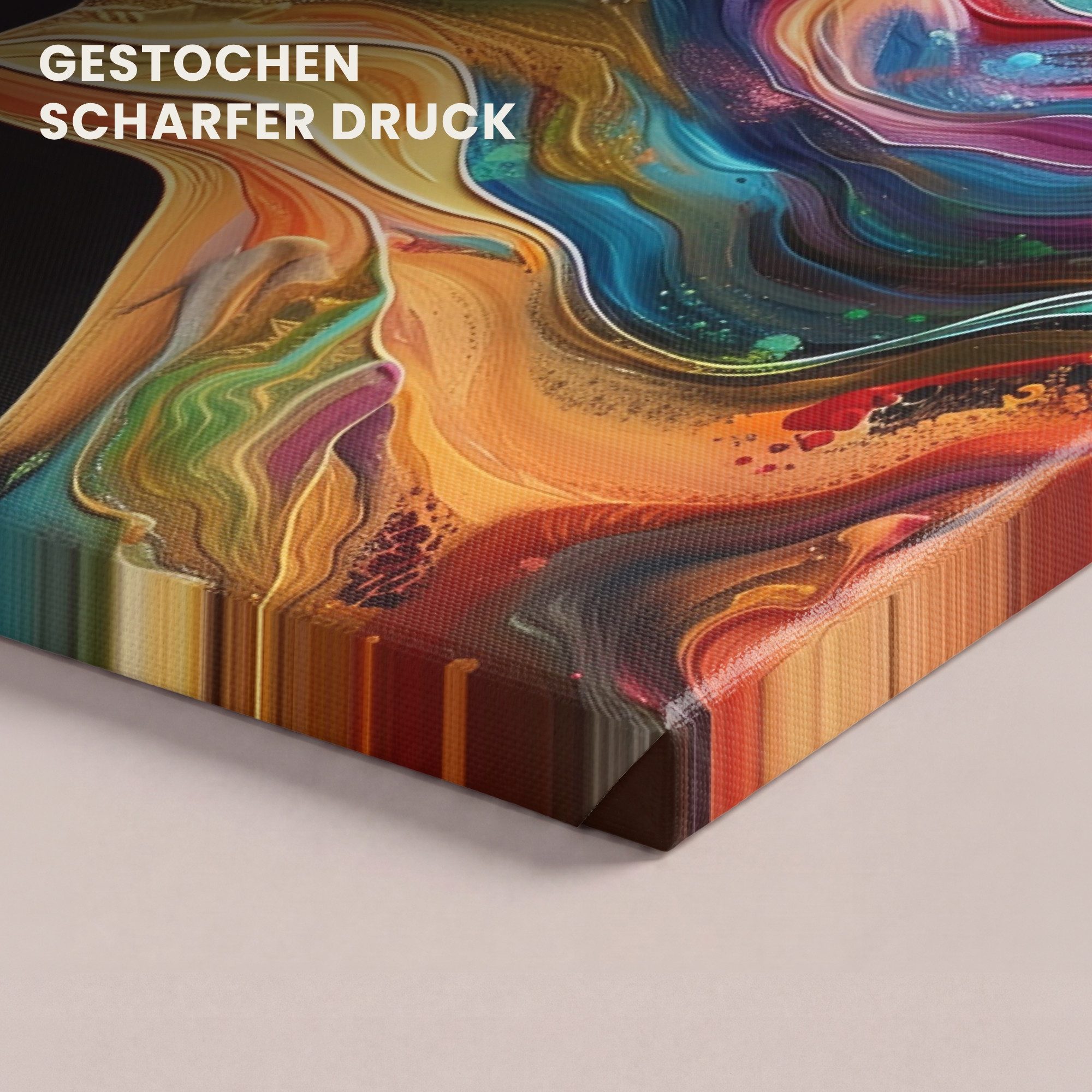 OneMillionCanvasses® Leinwandbild Kunst - Bunt - Frau - Kunst - Abstrakt - Gesichter, Fotodruck (1 St), Wandbild, Deko Schlafzimmer Wohnzimmer Flur 20x20 cm – Bild 3 von 5