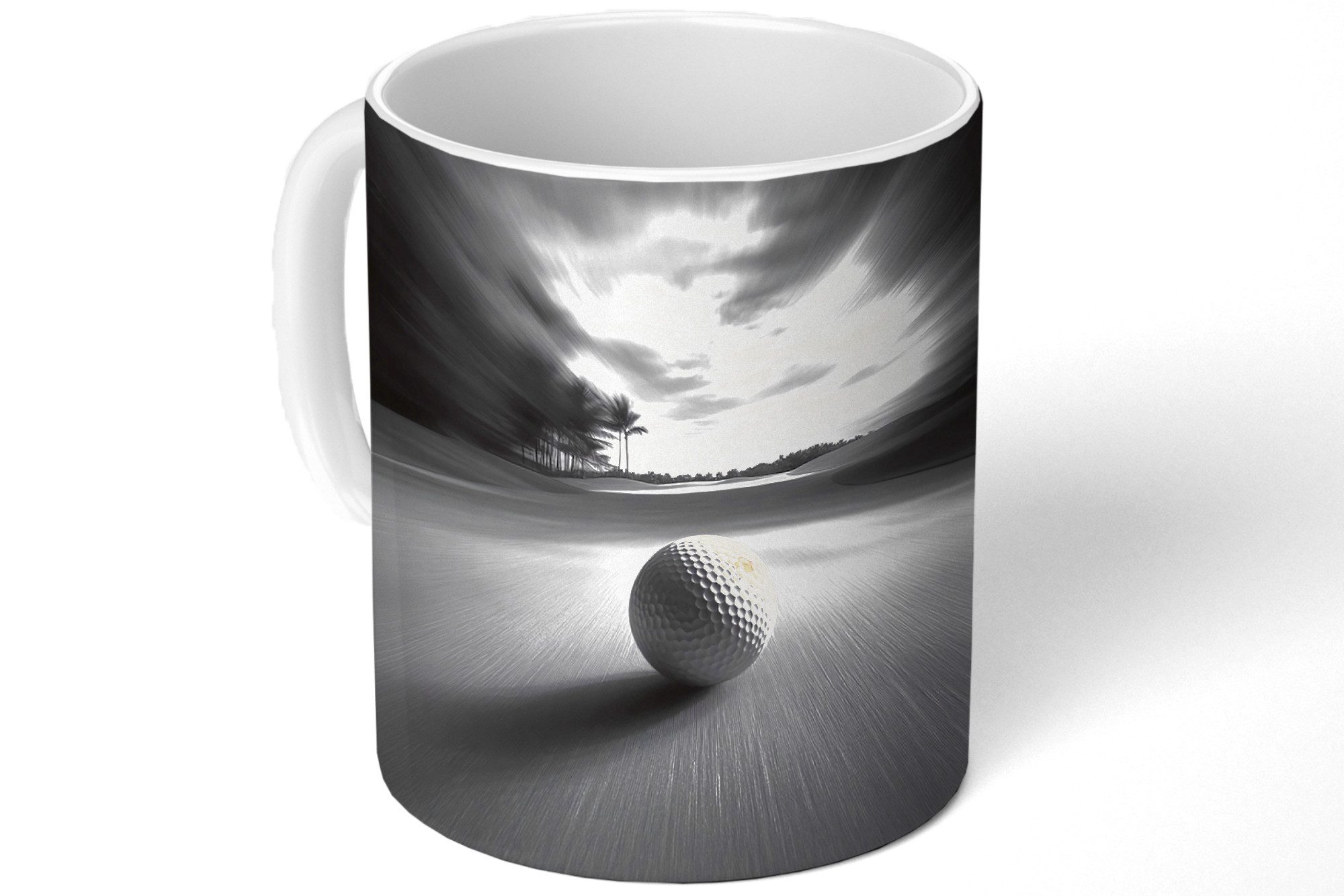 MuchoWow Tasse Golfball - Unscharf - Schwarz, 1-tlg., Keramik, Kaffeetassen, Teetasse, Becher, Kaffeebecher, Geschenk