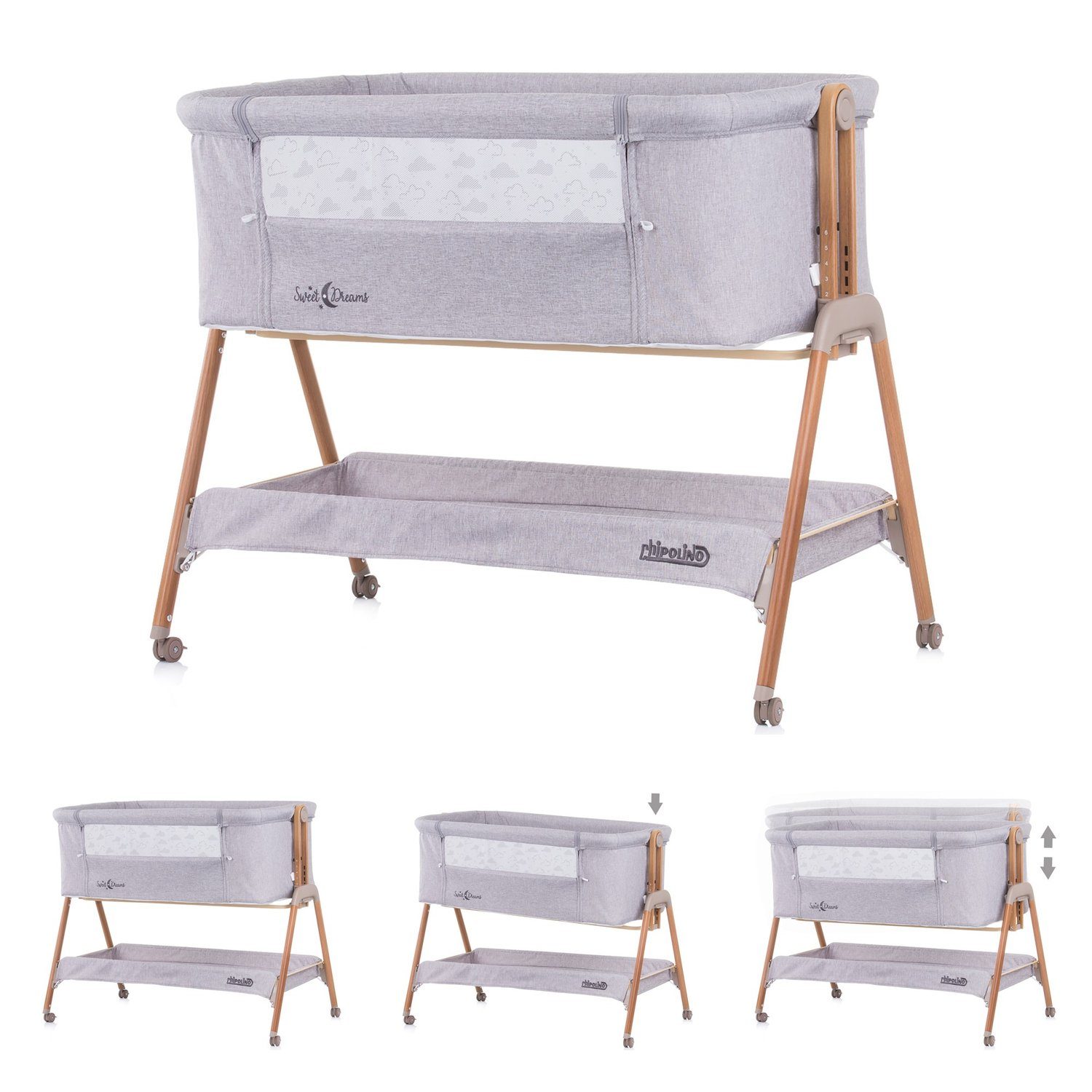 Chipolino Komplettbett »Babybett Sweet Dreams Rollen«, Beistellbett ...