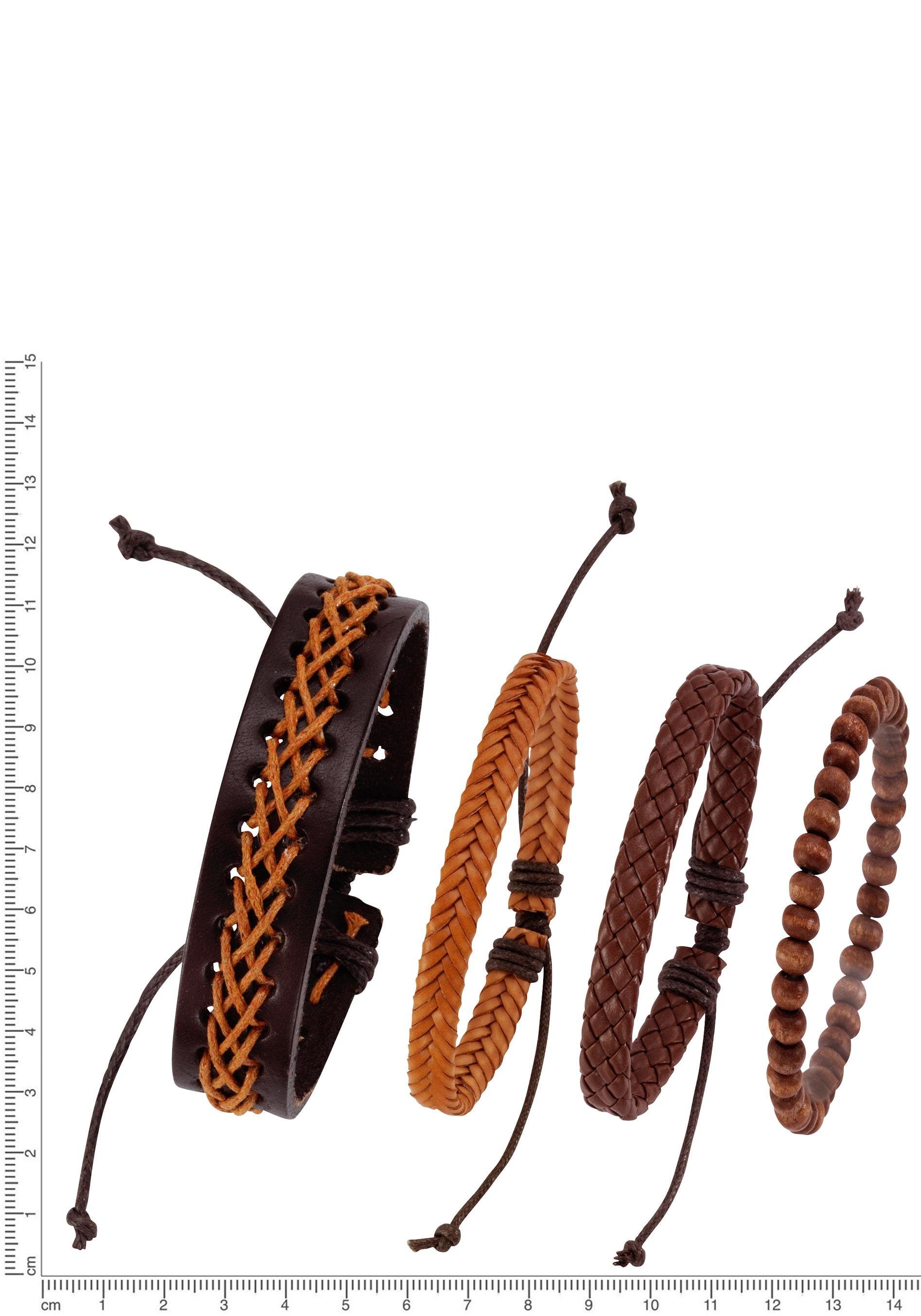 Firetti Armband Set kann auch einzeln getragen werden (Set, 4-tlg), mit Holzperlen