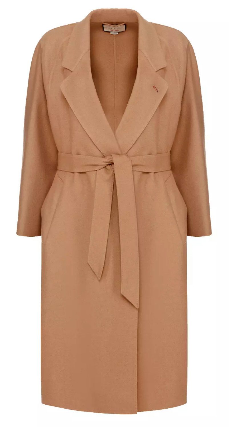 GUCCI Langmantel Kaschmir Parka Jacke mit Bindegürtel Kerbrevers, zwei Eingrifftaschen, lange Ärmel, Rückenschlitz