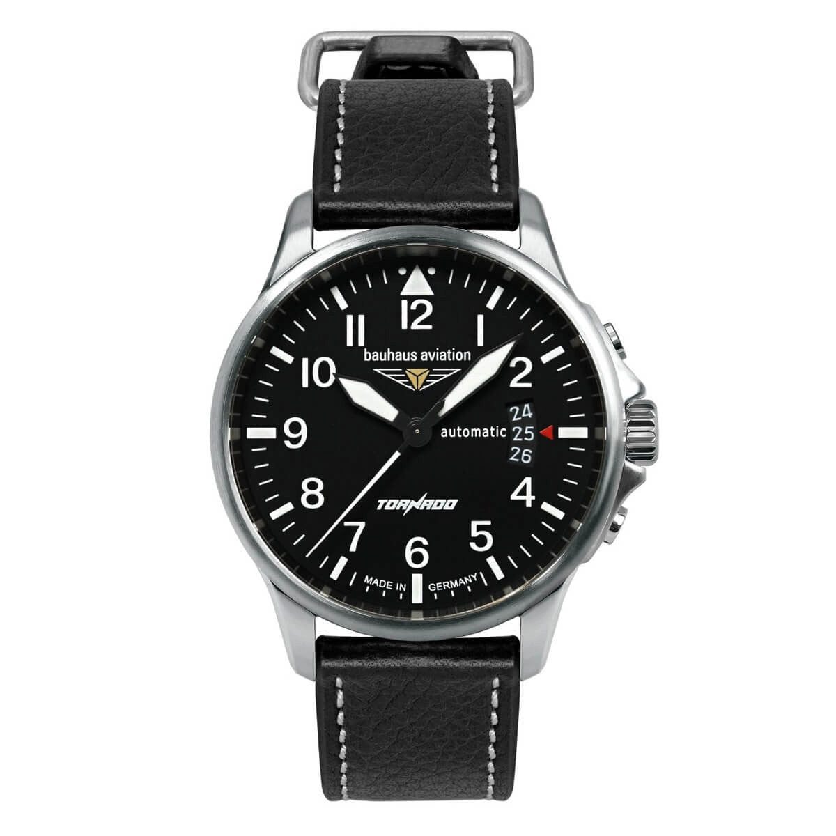 bauhaus Automatikuhr Herrenuhr mit schwarzem Zifferblatt und Automatikwerk