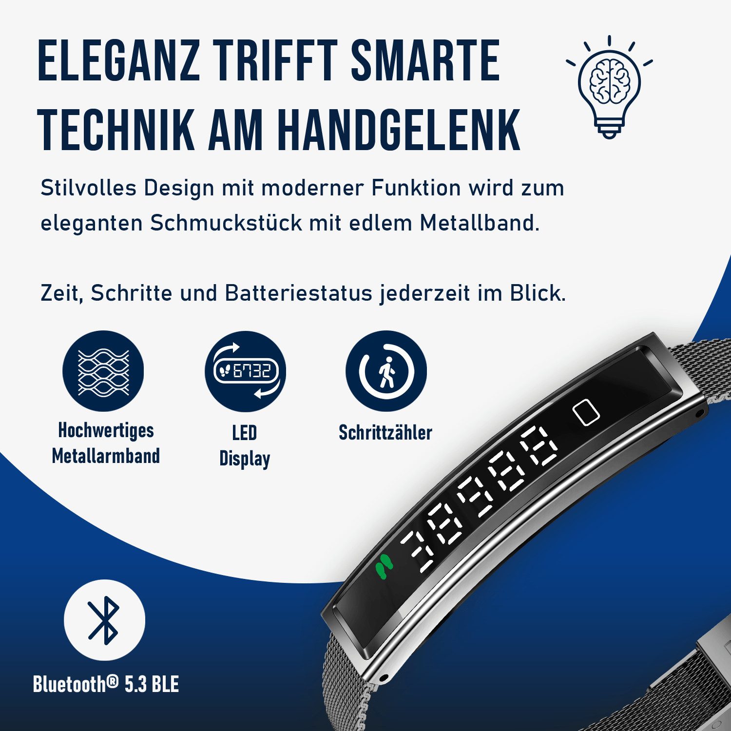 fontastic Fitness-Tracker Luxis Smart Armband mit Pulsmesser, Schlaftracker & App (Fitness Tracker, Magnet-Ladekabel, Silikon Wechselarmband), Fitness Tracker, Herzfrequenz, Schlafanalyse, Bluetooth
