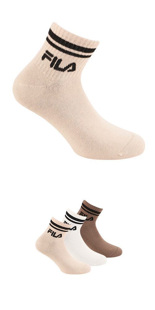 Fila Kurzsocken (3-Paar) Cotton-Mix, Unisex, Kontraststreifen günstig online kaufen