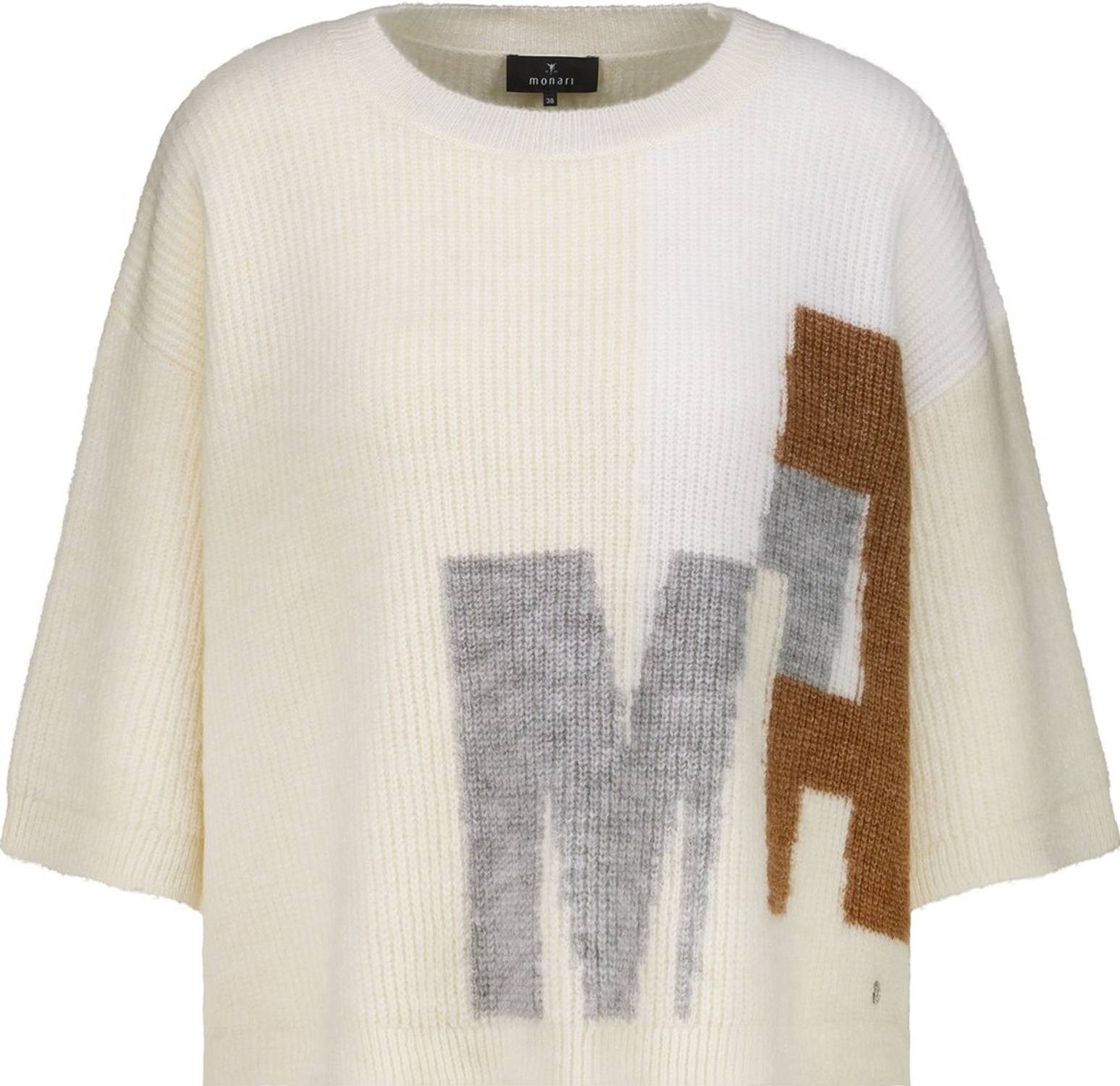 Monari Rundhalspullover 809989 Weicher Strickpullover mit Intarsien-Design