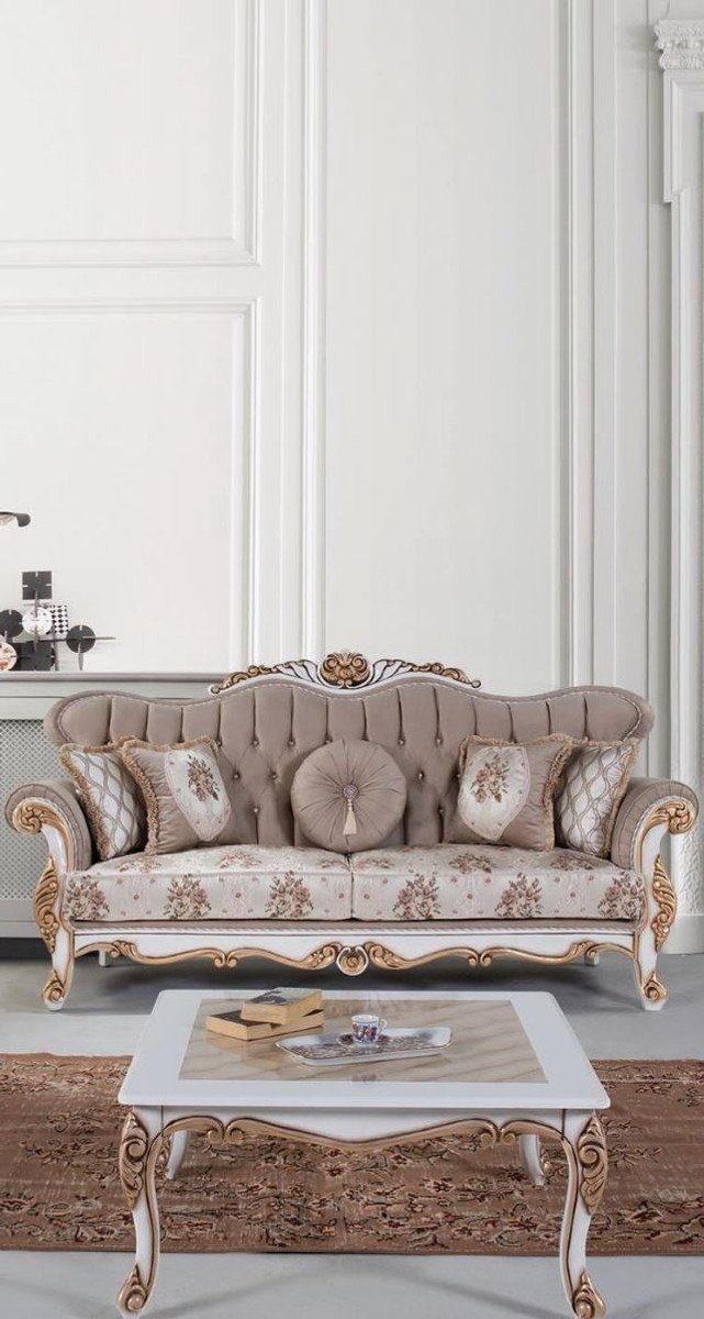 Casa Padrino Couchtisch Luxus Barock x Barockstil 65 cm / 45 Bronze Wohnzimmertisch Couchtisch Massivholz 89 H. Beige - x / Barock im Möbel Weiß 