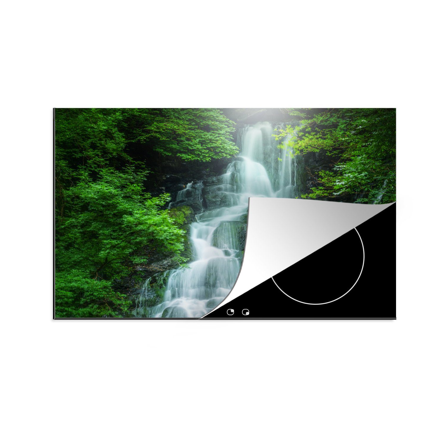 MuchoWow Herdblende-/Abdeckplatte Wasserfall in Irland, Vinyl, (1 tlg), 81x52 cm, Induktionskochfeld Schutz für die küche, Ceranfeldabdeckung