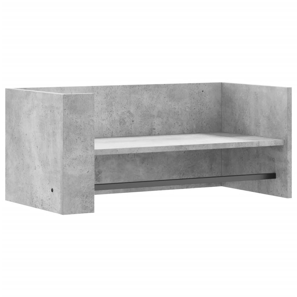 furnicato Wandregal Betongrau 70,5 x 35 x 30,5 cm aus Holzwerkstoff, 1-tlg., Wandboard mit Hängestange, flexible Montage und viel Stauraum