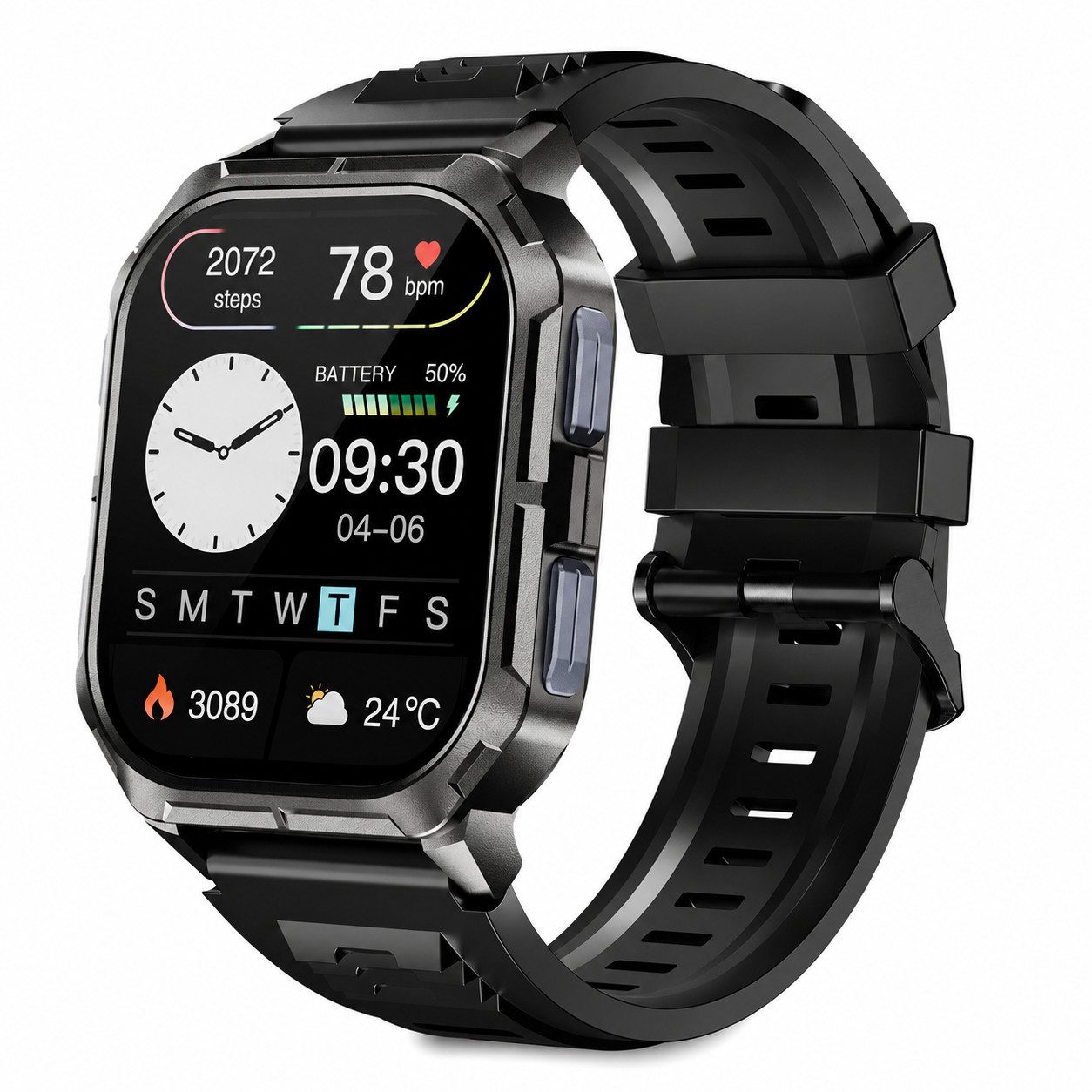 Sytifro Smartwatch Herren, Neue Fitness Tracker Uhr, Outdoor Sportuhr, AMOLED Smartwatch, IP68 Wasserdicht Fitness Uhr mit 120+ Sportmodi, Fitness Tracker mit 24/7 Herzfrequenz/SpO2/Schlafmonitor/Schrittzähler, Bluetooth 5.3 Uhr Herren, 350mAh Batterie, verfügbar für Android 5.0+ / iOS 9.0+