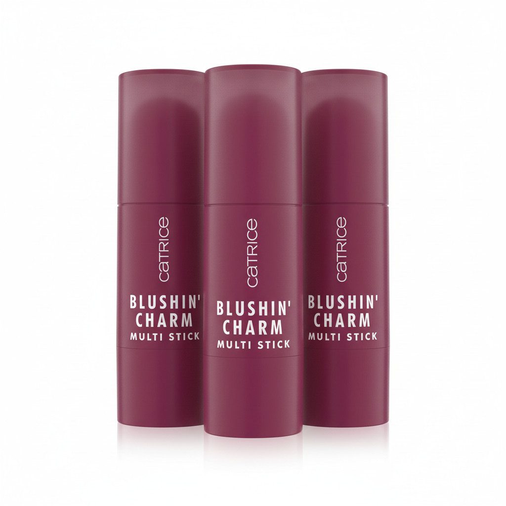 Catrice Rouge Blushin' Charm Multi Stick, 3-tlg., Variable Deckkraft, cremige, nicht klebende Textur, gut verblendbar.