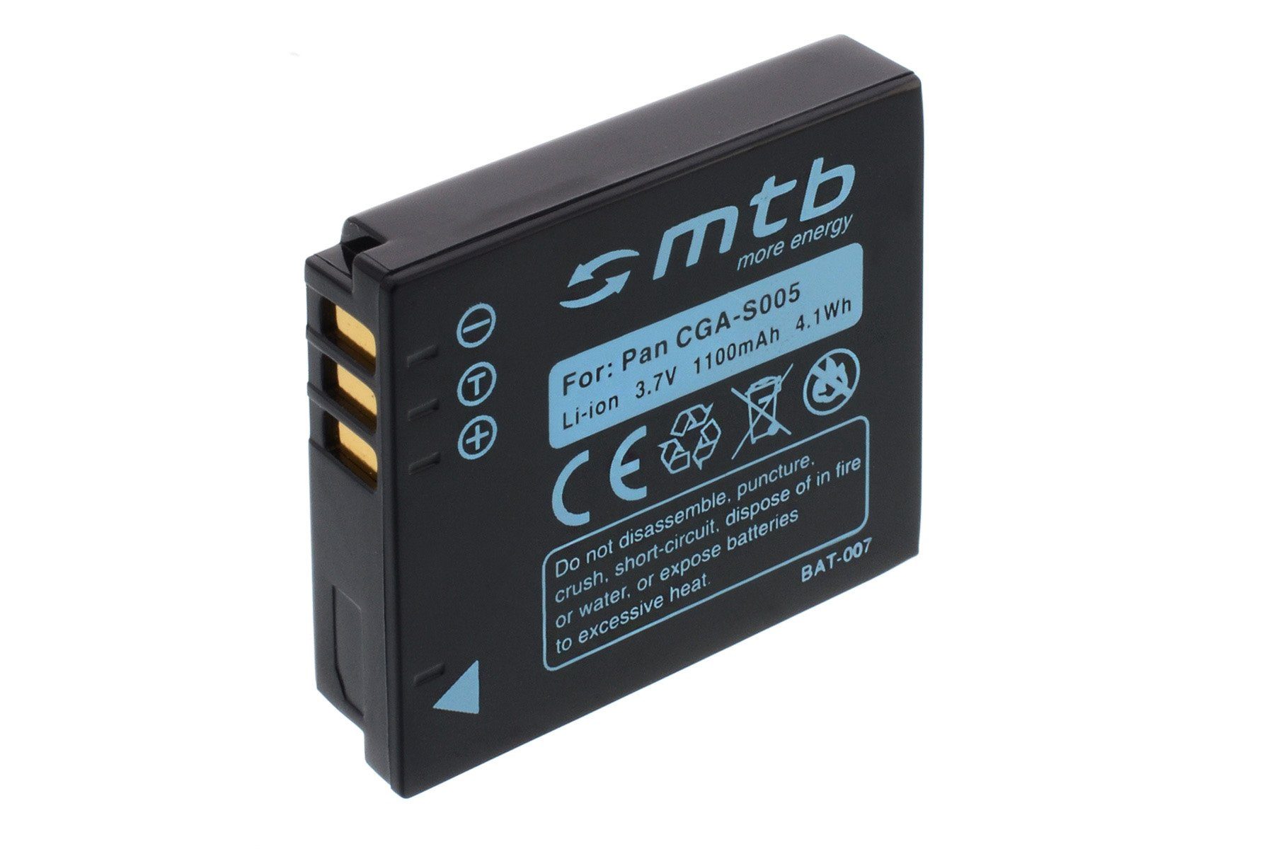 mtb more energy CGA-S005 Akku für Panasonic Digitalkameras Kamera-Akku kompatibel mit Akku-Typ Panasonic CGA-S005 1100 mAh (3,7 V)