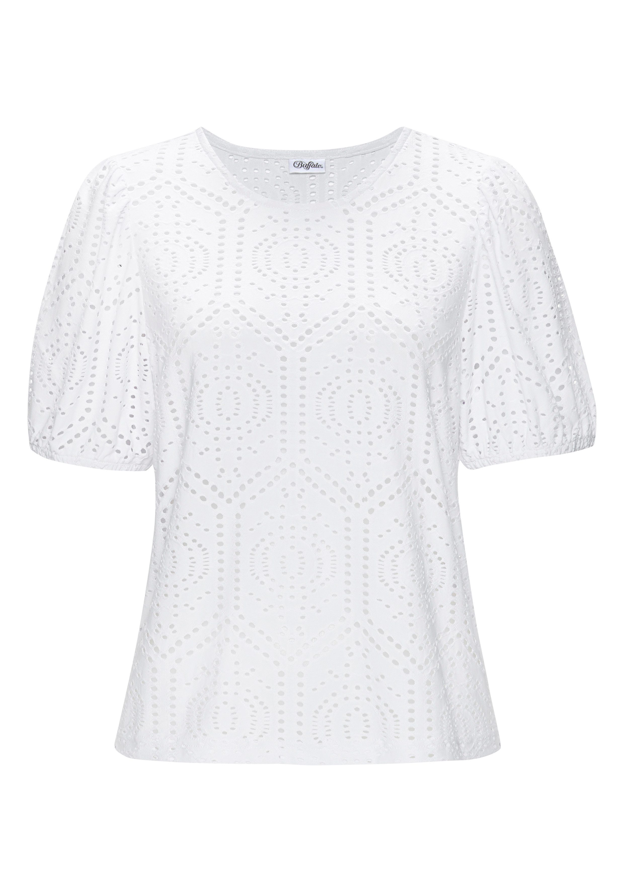 Buffalo Rundhalsshirt mit Lochstickereien, Cut-Outs – Bild 2 von 5