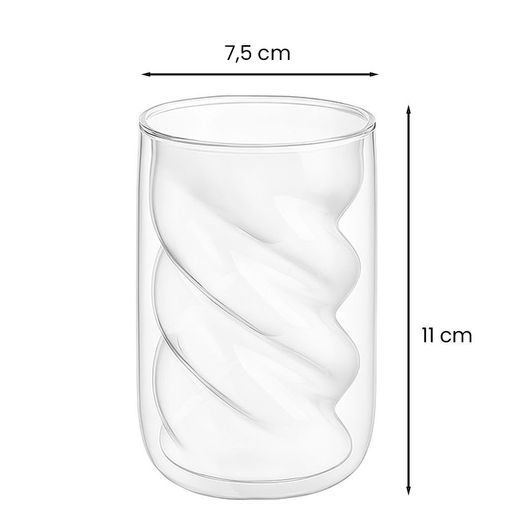mixed24 Gläser-Set 4er Set Doppelwandige Gläser 230ml Spiralform, Thermogläser inkl. Löffel ideal für Latte Macchiato, Matcha, Tee – Bild 3 von 3