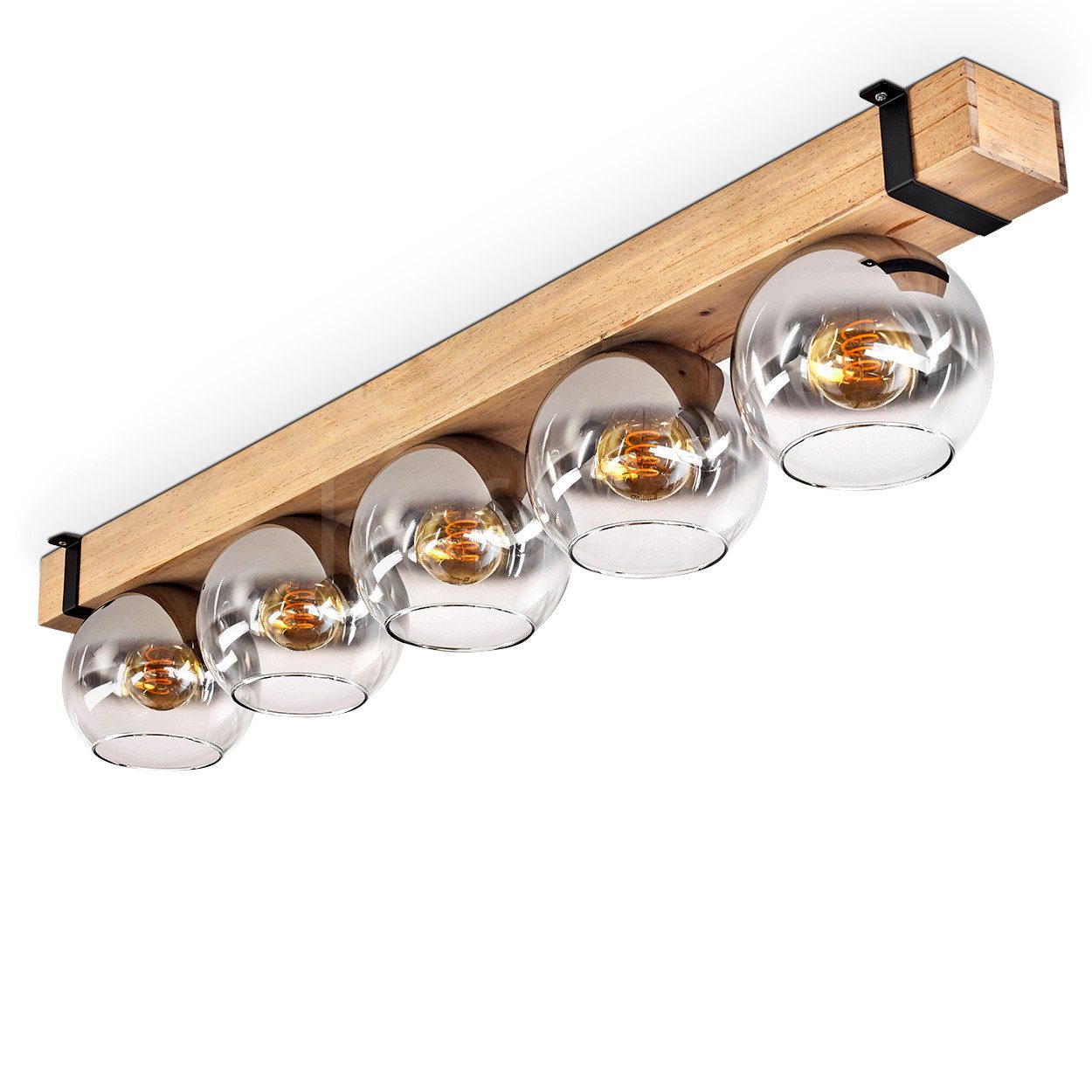 hofstein Deckenleuchte Deckenlampe aus Metall/Holz/Glas in günstig online kaufen