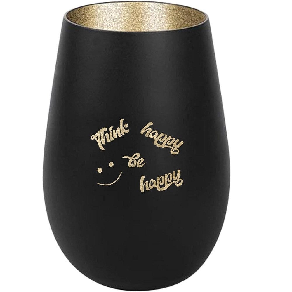 Der Porzellan-Laden Windlicht Personalisiertes Windlicht: 'Think happy be happy'. Inspirierende