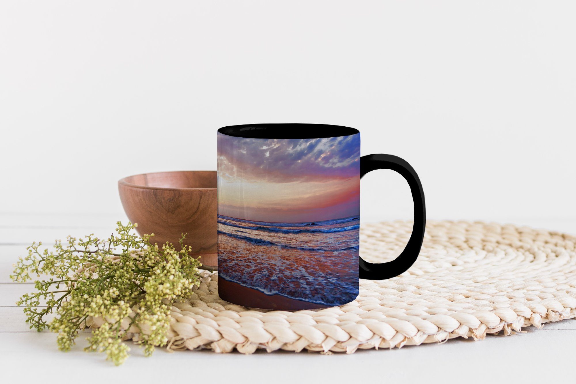 Keramik, Tasse Teetasse, - Farbwechsel, Geschenk - Strand Zaubertasse, MuchoWow Sonne Himmel, Kaffeetassen,
