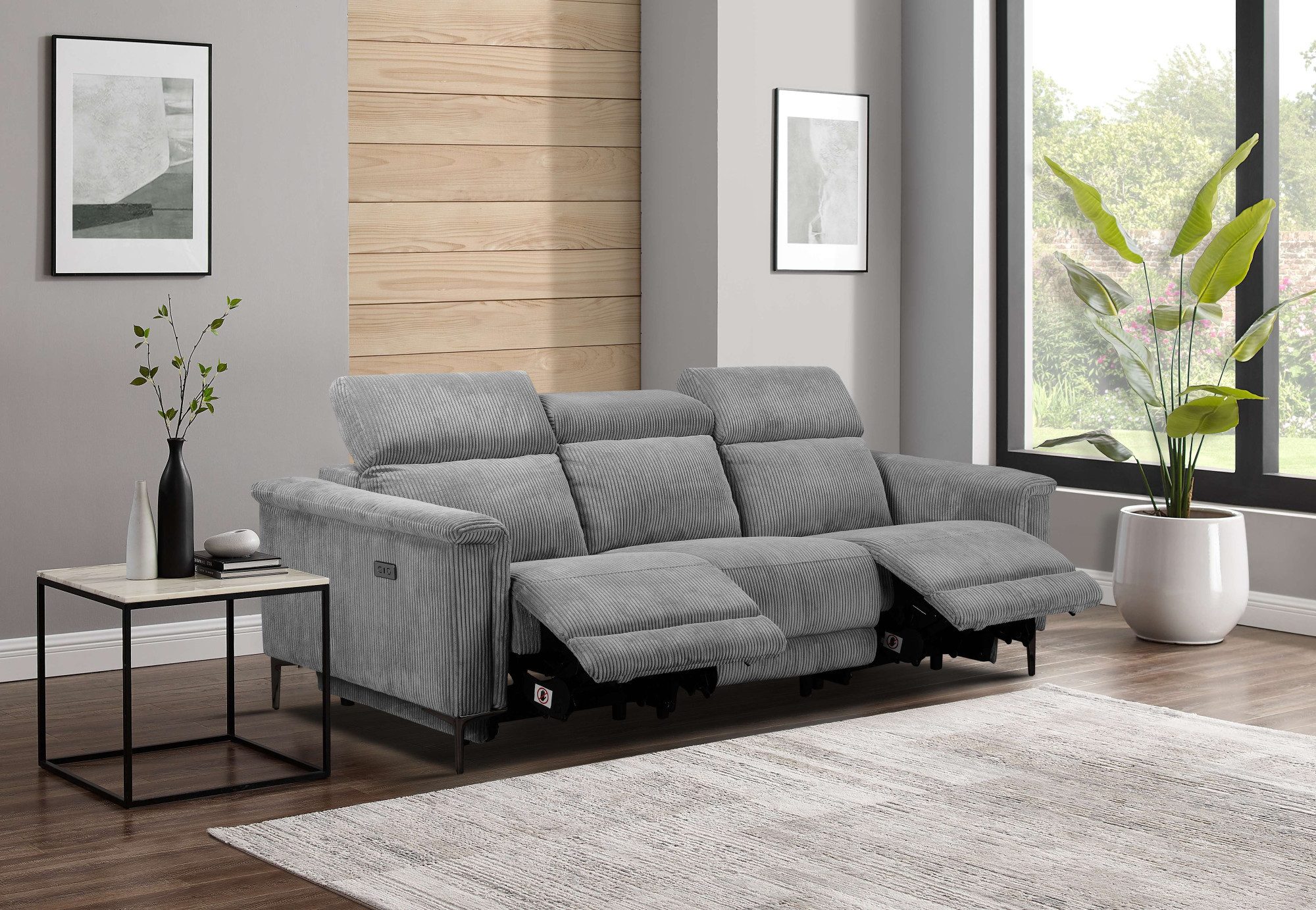 OTTO home 3-Sitzer LUND Cord, B. 222cm, manuelle/elektrische Relaxfunktion in 2 Sitzen, (links/rechts), USB-A bei elektrischer Ausführung, …