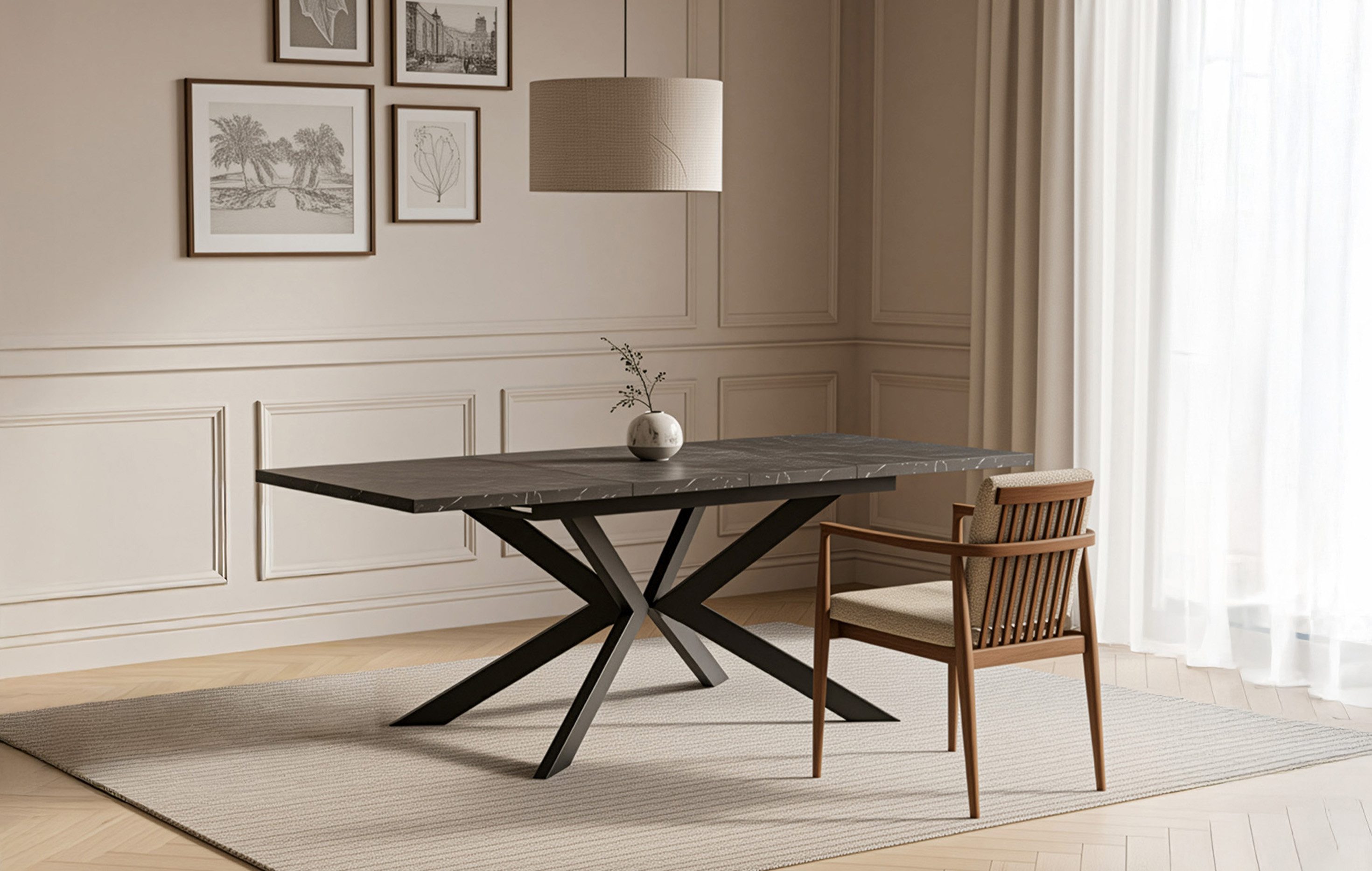 DUBI Möbel Esstisch MALTE, Metallgestell, ausziehbar, 140-180-220cm, 2 Einl günstig online kaufen