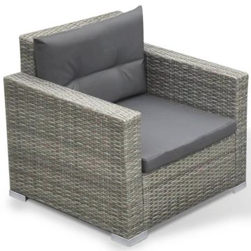 vidaXL Garten-Essgruppe 6-tlg Garten-Lounge-Set mit Auflagen Polyrattan Grau