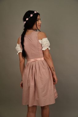 Entari Dirndl Trachtenkleid 517gt Rose Weiß gepunktet Golden Trachten (3tlg) gepunktet