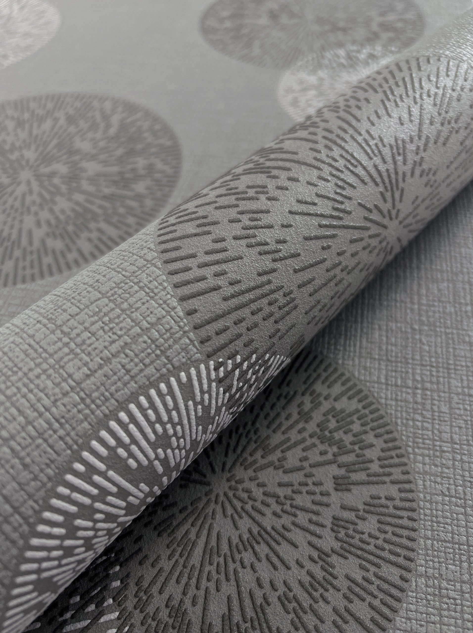 Newroom Vliestapete Raina Silber Tapete Mustertapete Kreise, Punkte, Modern günstig online kaufen