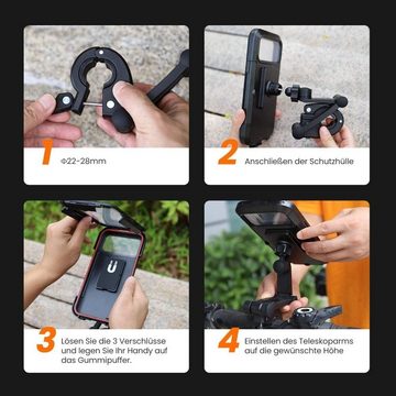 HYTIREBY Handyhalter für Fahrrad Motorrad Handy-Halterung, (wasserdichter mit Touchscreen, für Samsung/Huawei/Apple)