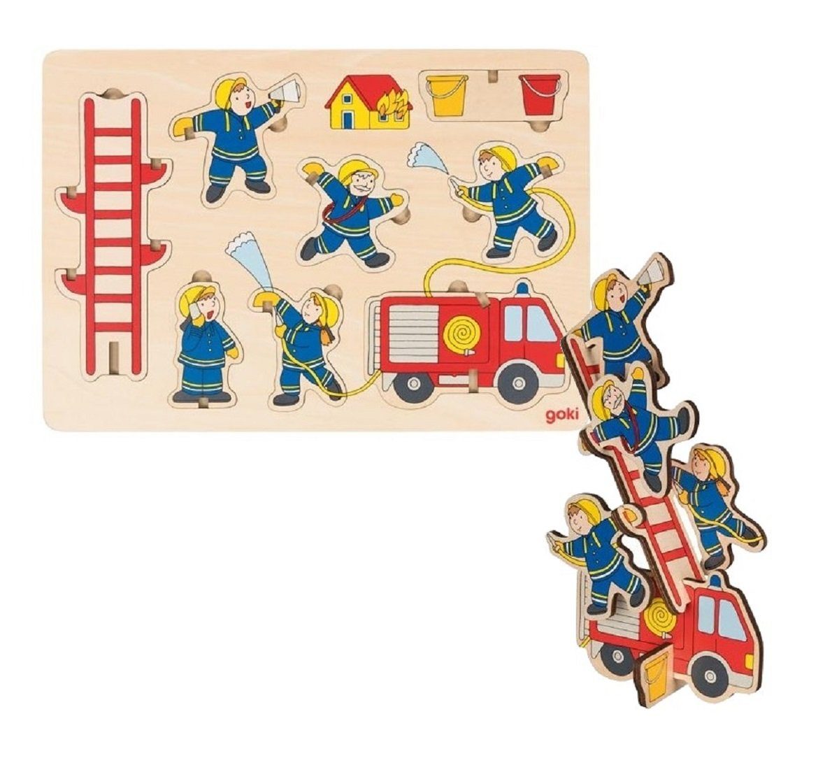 goki Rahmenpuzzle Aufstellpuzzle Feuerwehr 2J+, 8 Puzzleteile