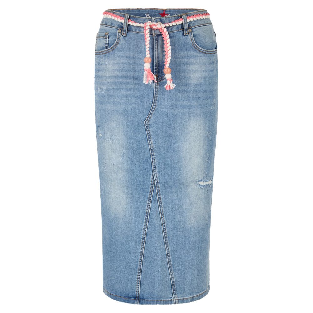 Buena Vista Jeansrock Midi Stretch Denim - roughed stone