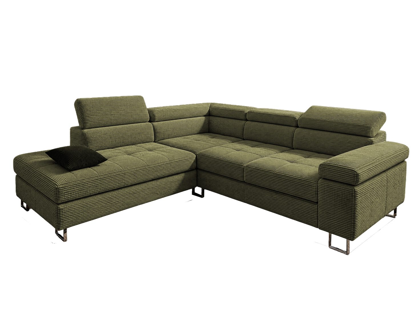 Goldstoff Ecksofa mit Schlaffunktion, Cord Couch für Wohnzimmer - Cord Ecksofa, Cord Sofa VOYAGE 2 Teile, Großer Bettkasten