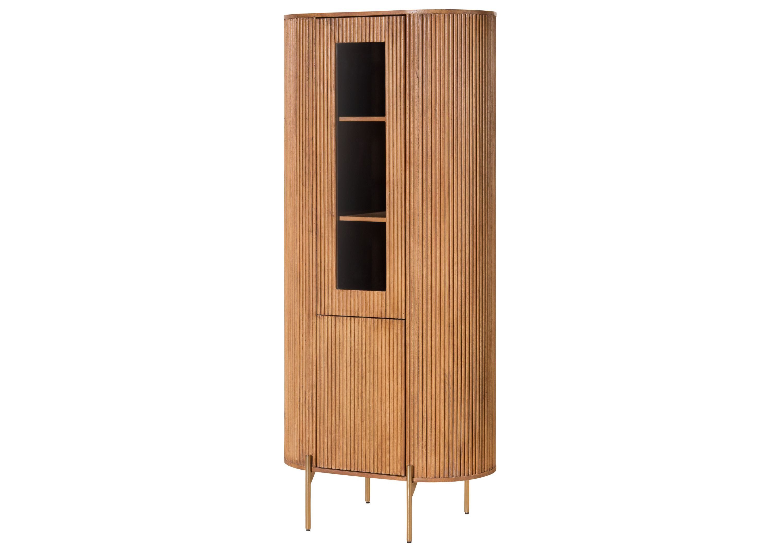 Massivmoebel24 Standvitrine BARCELONA Mango Massivholz natur (Massivholz teilmontiert 49 BARCELONA #544) Mango 80x45x180 cm natur lackiert
