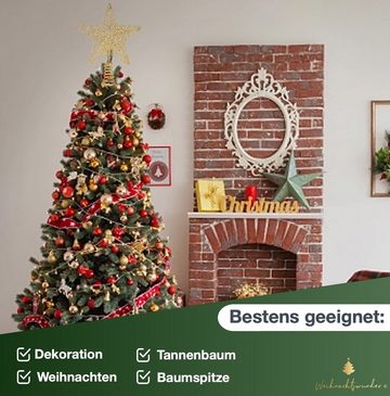 Weihnachtswunder® Christbaumspitze Baumspitze Stern Gold Christbaumspitze für Tannenbaum Weihnachten, glitzernde Oberfläche