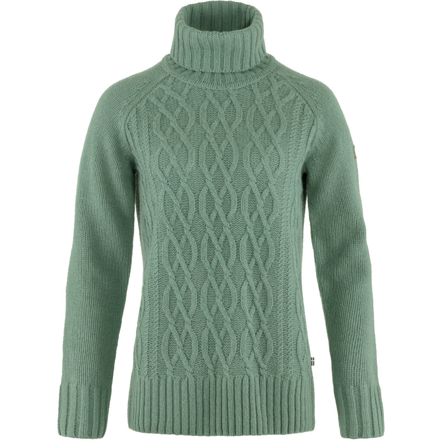 Fjällräven Fleecepullover Cable Damen Roller Övik Blue/Green Neck Green W Fjällräven Knit