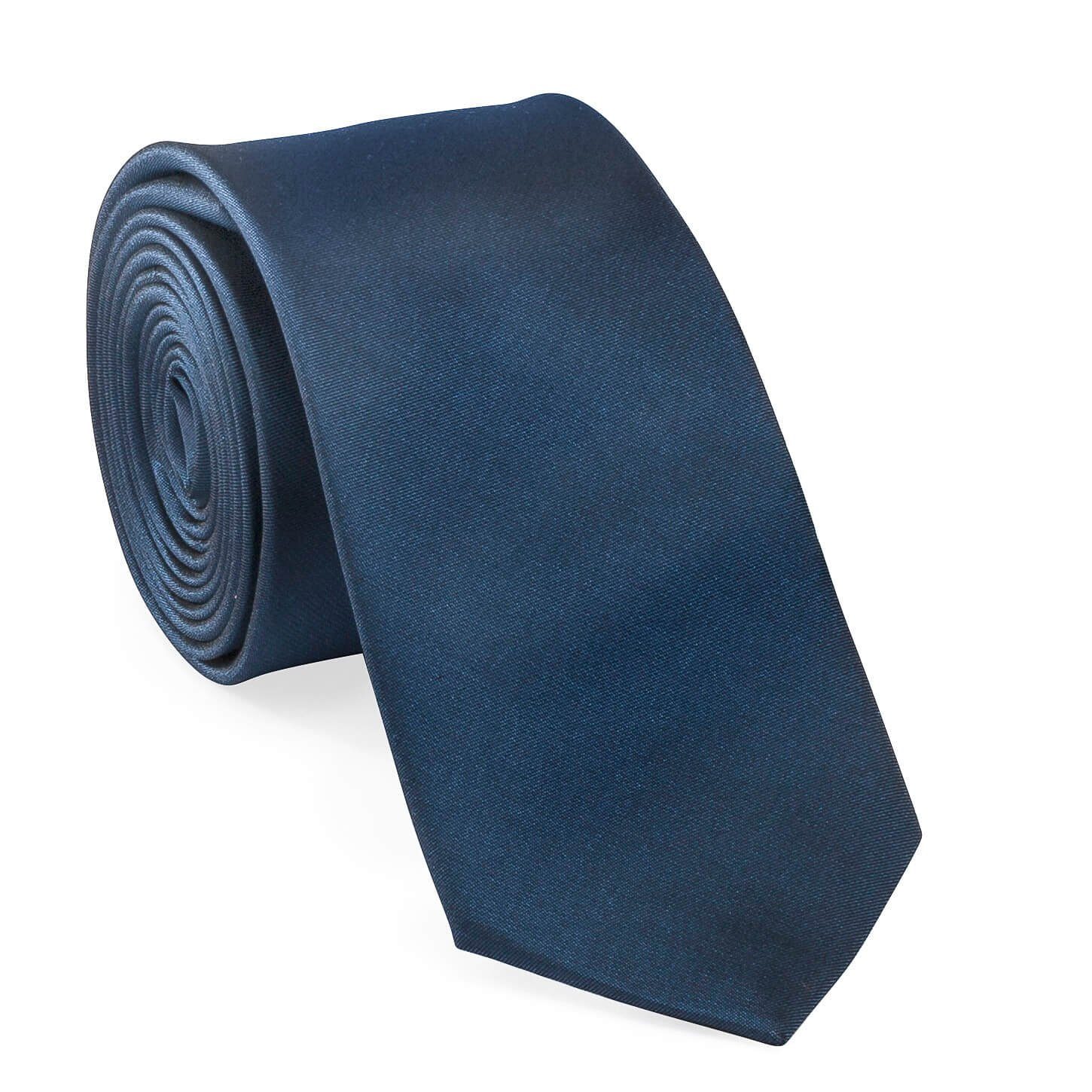UNA Krawatte Krawatte - Plain - 6cm - Seide dunkelblau (17)